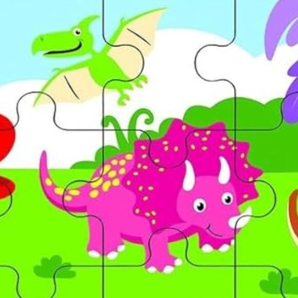 VIGA 24 Pcs Flat Wooden Puzzle w/Tray -Dinosaurs New Sealed For Age 2+ - Picture 7 of 14